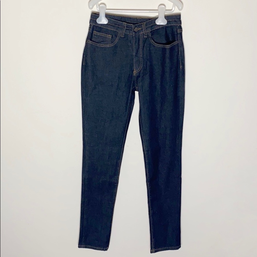 H Halston mid rise straight dark indigo jeans sz 2